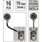 Dyzelinis kompresijos matuoklis su adapteriais (YT-7307) Dyzelinis kompresijos matuoklis su adapteriais (YT-7307)